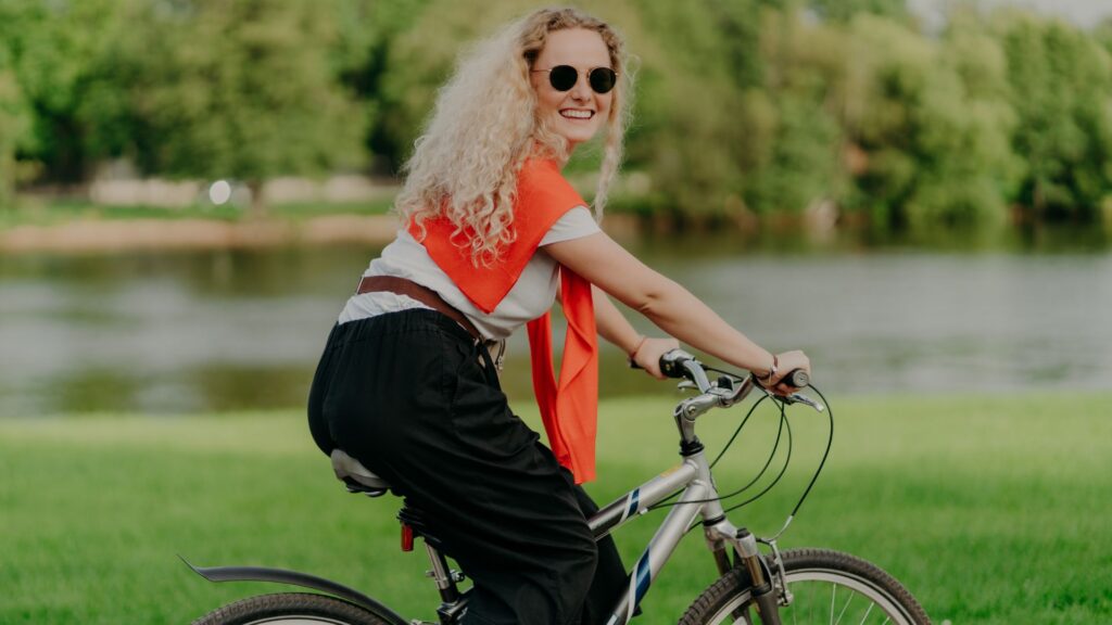 A woman who is able to bike again after completing Psychiatric Treatment for PTSD in Bloomington, MN
