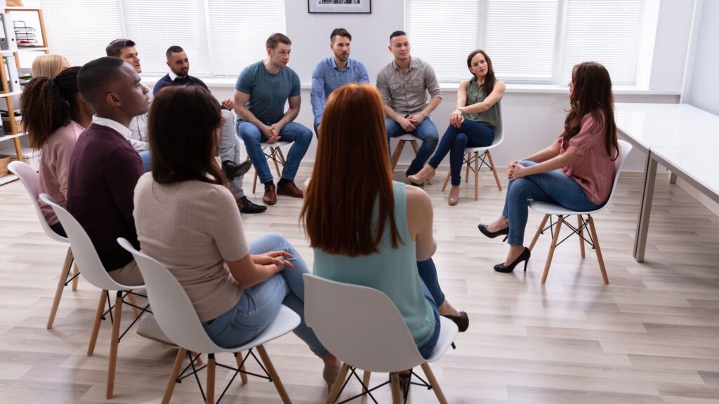People undergoing group counselling as part of Psychiatric Treatment for Resistant Depression in Bloomington, Minnesota